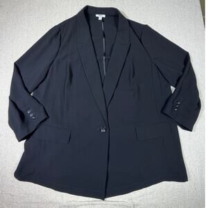 Bar III Women 3X Black One Button Long Sleeve Lightweight Blazer Career Casual